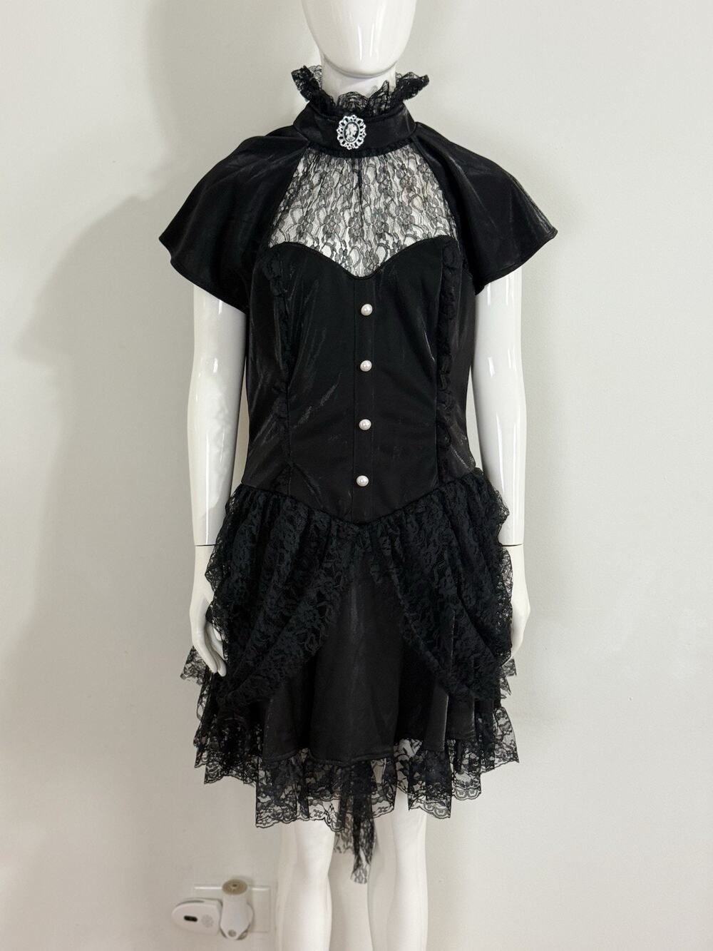 Women’s Gothic Lace Victorian Costume Dress Renaissance Vampires Black Size XL